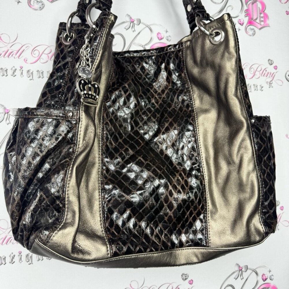 Kathy Van Zeeland bag purse vintage 2000s snake Elegant Black Gold Women's Bag - Picture 4 of 14